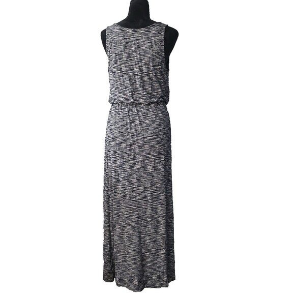 Merona Sleeveless Maxi Dress White Black Heathered with Elastic‎ Waist Sz Medium - Picture 7 of 11